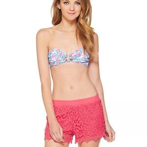 NWT 118.00 LILLY PULITZER LACIE SHORTS Lipstick Pink Zinni Lace XS